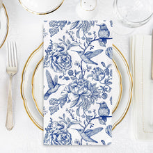 Cargar imagen en el visor de la galería, AnyDesign - Paquete de 80 servilletas de papel desechables con diseño de pájaros y flores azules, servilletas de papel decorativas, 13 x 15.7 pulgadas
