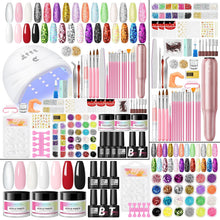 Cargar imagen en el visor de la galería, Kit de uñas acrílicas para principiantes con todo incluido, juego de uñas acrílicas con taladro y luz UV