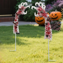 Cargar imagen en el visor de la galería, 2PCS Luces de estaca de jardín de Halloween solares Mano zombie Luces de camino de Halloween con arañas murciélagos