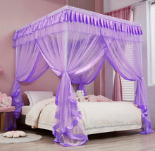 Cargar imagen en el visor de la galería, Mengersi Cortina para Dosel de Cama Princesa, con 4 Esquinas, Dosel con Mosquitero para Cama de Princesa