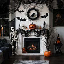Cargar imagen en el visor de la galería, Paquete de 6 Decoración de Pared de Gasa Negra de Halloween
