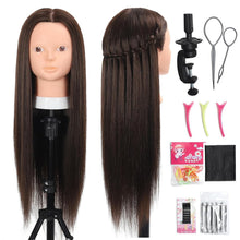 Cargar imagen en el visor de la galería, Cabeza de maniquí con 80% cabello humano