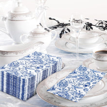 Cargar imagen en el visor de la galería, AnyDesign - Paquete de 80 servilletas de papel desechables con diseño de pájaros y flores azules, servilletas de papel decorativas, 13 x 15.7 pulgadas