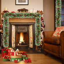 Cargar imagen en el visor de la galería, Guirnalda de Navidad con luces, 9FT/2.7M, para repisa de la chimenea, hogar, escaleras, chimenea, porche, interior/exterior (verde)