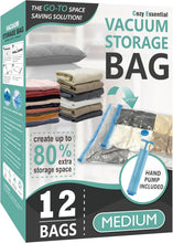 Cargar imagen en el visor de la galería, 20 bolsas de almacenamiento al vacío, bolsas de ahorro de espacio (4 Jumbo/4 Grandes/4 Medianas/4 Pequeñas/4 Enrollables)