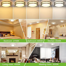 Cargar imagen en el visor de la galería, Lámpara LED de techo, de montaje empotrado, luces de techo ajustables, de 3000 K, 4000 K y 5000 K, iluminación regulable para pasillo baño cocina o escalera, listado ETL A19