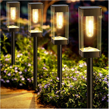 Cargar imagen en el visor de la galería, Gorrzai Luces solares para camino, paquete de 8 luces solares para exteriores, luces de jardín de acero inoxidable mejoradas con bombilla LED de filamento... a21 Tamaño:Negro - Color:8 Pack