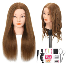 Cargar imagen en el visor de la galería, Cabeza de maniquí con 80% cabello humano - Cabeza de muñeca recta