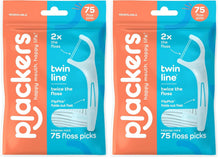 Cargar imagen en el visor de la galería, Plackers Twin Line Púas de Hilo Dental, Tuffloss de Doble Línea 75 unidades