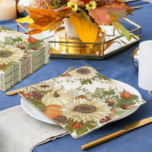 Cargar imagen en el visor de la galería, AnyDesign 80 servilletas de papel de otoño, acuarela, calabaza, girasol, almuerzo, servilletas decorativas para postre de otoño, cena, ln23 servilletas de mano para cosecha de Acción de Gracias, boda,