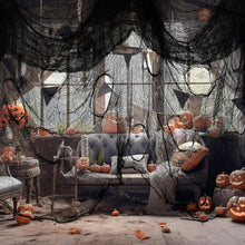 Cargar imagen en el visor de la galería, Nirohee 5 Pack Halloween Spider Web Black Creepy Cloth, Spooky Fabric Cloth Halloween Decorations Outdoor