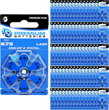 Cargar imagen en el visor de la galería, Premium Batteries Tamaño 675, ZA675, PR44, P675 1.45V Zinc Air Baterías para audífonos con pestaña azul (30 baterías)