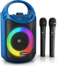 Cargar imagen en el visor de la galería, MASINGO Karaoke para niños y adultos con 2 micrófonos inalámbricos Bluetooth