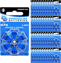 Cargar imagen en el visor de la galería, Premium Batteries Tamaño 675, ZA675, PR44, P675 1.45V Zinc Air Baterías para audífonos con pestaña azul (30 baterías)