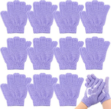 Cargar imagen en el visor de la galería, Ramede Paquete de pares de guantes exfoliantes de doble cara de nailon coloridos para ducha para hombres y mujeres