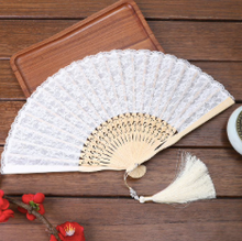 Cargar imagen en el visor de la galería, Kicpot Abanico de Encaje Plegable Abanico Plegable de Seda de Bambú