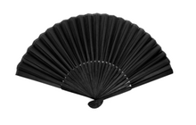 Cargar imagen en el visor de la galería, Abanico Plegable Negro de Estilo Clásico, Tela de Seda, Varillas de Bambú,