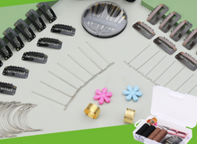 Cargar imagen en el visor de la galería, Juego de 120 clips para extensiones de cabello e hilo