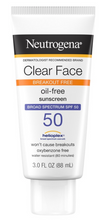 Cargar imagen en el visor de la galería, Neutrogena Protector solar líquido facial Clear Face SPF 50 3oz