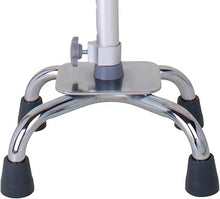 Cargar imagen en el visor de la galería, Carex Bastón cuádruple con base pequeña, bastón cuádruple con mango de caña desplazado y altura ajustable, bastón de 4 puntas para estabilidad, gris/plateado