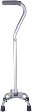 Cargar imagen en el visor de la galería, Carex Bastón cuádruple con base pequeña, bastón cuádruple con mango de caña desplazado y altura ajustable, bastón de 4 puntas para estabilidad, gris/plateado