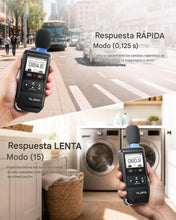 Cargar imagen en el visor de la galería, FNIRSI Medidor de decibelios FDM-02, medidor de nivel de sonido de 30 a 130 dB con pantalla IPS de 2 pulgadas