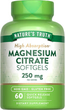 Cargar imagen en el visor de la galería, Nature's Truth Cápsulas blandas de citrato de magnesio | 250 mg | 60 unidades a24