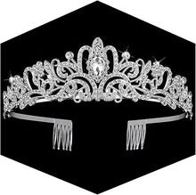 Cargar imagen en el visor de la galería, Corona dorada para mujer, tiaras de princesa de crista