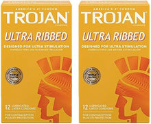 Cargar imagen en el visor de la galería, Trojan Condones Estimulantes lubricados ultra acanalados 12 unidades
