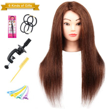 Cargar imagen en el visor de la galería, Cabeza de maniquí de 26 a 28 pulgadas con cabello 60 % real