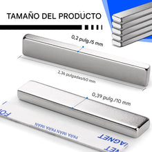 Cargar imagen en el visor de la galería, Imanes de neodimio fuerte con adhesivo de doble cara 60 x 10 x 5 mm