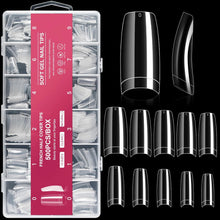 Cargar imagen en el visor de la galería, 500 Uñas postizas artificiales Medias puntas y caja (transparente)