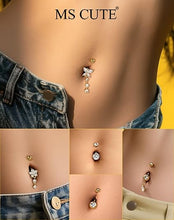 Cargar imagen en el visor de la galería, MS CUTE - Juego de 5 piezas de piercing para ombligo para mujer, 14 G