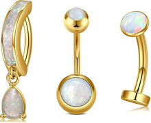 Cargar imagen en el visor de la galería, JFORYOU Anillo de Ombligo Clicker Corazón Flotante de Ópalo Piercing