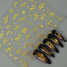 Cargar imagen en el visor de la galería, 2 hojas 5D oro plata cristal diamante serpiente arte de uñas calcomanías A24