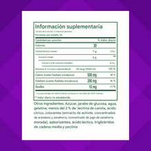 Cargar imagen en el visor de la galería, Calcio 500 mg con D3- gomosas para adultos, 100 unidades