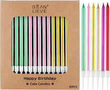 Cargar imagen en el visor de la galería, BEAN LIEVE 30 velas de cumpleaños metálicas largas