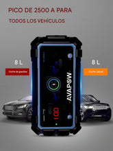 Cargar imagen en el visor de la galería, Arrancador de batería para coche con capacidad máxima de 2500 A, para motores de gasolina y diésel de hasta 8 L.