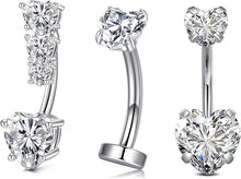 Cargar imagen en el visor de la galería, JFORYOU Anillo de Ombligo Clicker Corazón Flotante de Ópalo Piercing