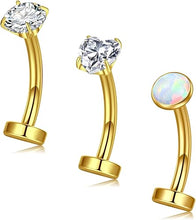 Cargar imagen en el visor de la galería, JFORYOU Anillo de Ombligo Clicker Corazón Flotante de Ópalo Piercing