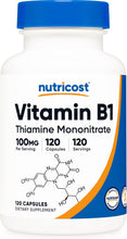Cargar imagen en el visor de la galería, Vitamina B1 (tiamina) 100 mg, 120 cápsulas
