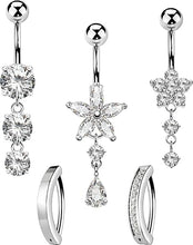 Cargar imagen en el visor de la galería, MS CUTE - Juego de 5 piezas de piercing para ombligo para mujer, 14 G