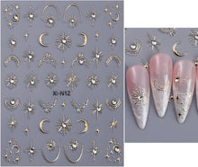 Cargar imagen en el visor de la galería, Calcomanías de uñas de estrella dorada para arte de uñas, A24