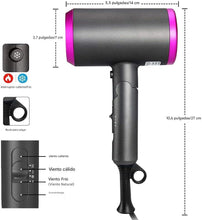 Cargar imagen en el visor de la galería, Secador de pelo profesional iónico de 1800 vatios con boquillas difusoras