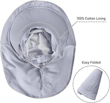 Cargar imagen en el visor de la galería, Paquete de 3 sombreros para mujer con solapa para el cuello, ala ancha, protección UV,