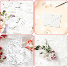 Cargar imagen en el visor de la galería, 2200 piezas pétalos de flores artificiales decoraciones para fiestas de compromiso pétalos de rosa falsos para noche romántica, boda, propuesta aniversario decoraciones de flores (blanco)