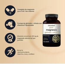 Cargar imagen en el visor de la galería, Suplemento complejo de magnesio de 400 mg, 300 cápsulas glicinato de magnesio + formas elementales de citrato