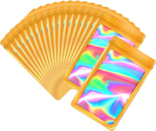 Cargar imagen en el visor de la galería, EONJOE Paquete de 100 bolsas de mylar de 5 x 8 pulgadas con ventana transparente, holográficas,