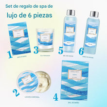 Cargar imagen en el visor de la galería, Canasta de regalo de spa con refrescante fragancia Ocean Bliss 7 piezas