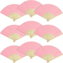 Cargar imagen en el visor de la galería, Paquete de 10 ventiladores plegables de bambú blanco